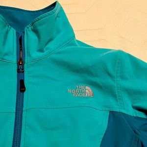 The North Face teal/green soft shell jacket